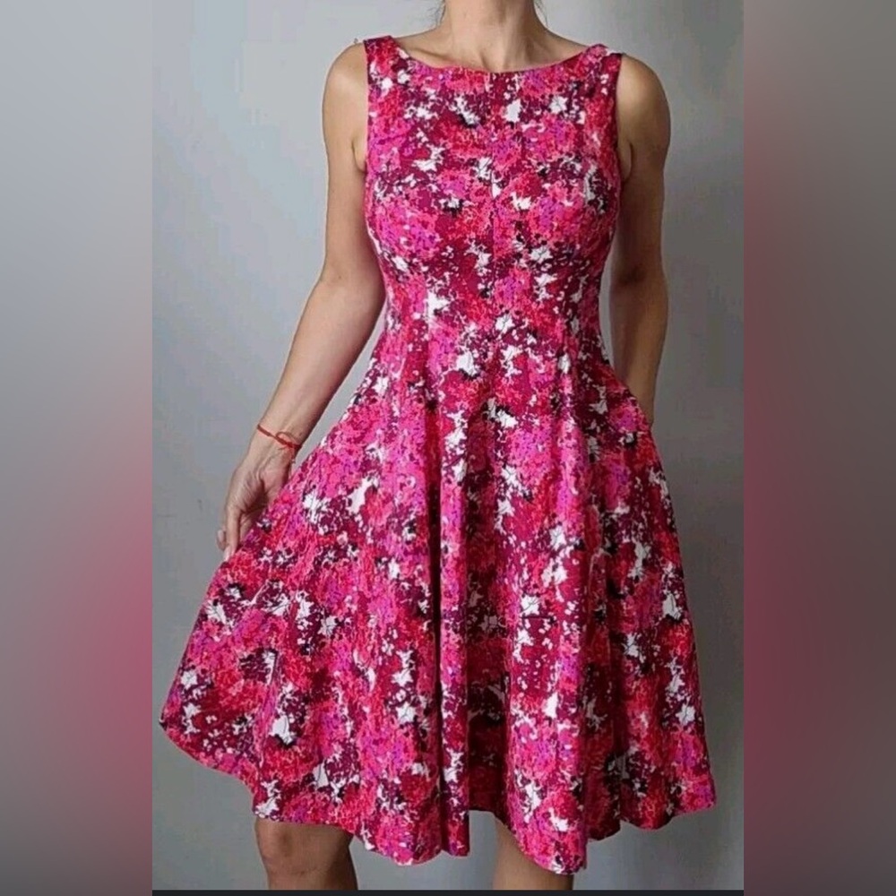 Maggy London Print Stretch Fit and Flare Dress